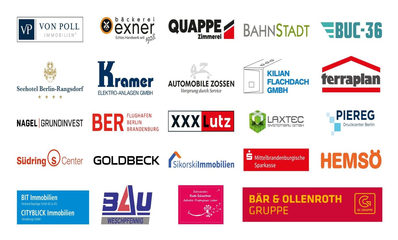 Text beschreibt Danksagung an Sponsoren mit verschiedenen Logos und Namen.